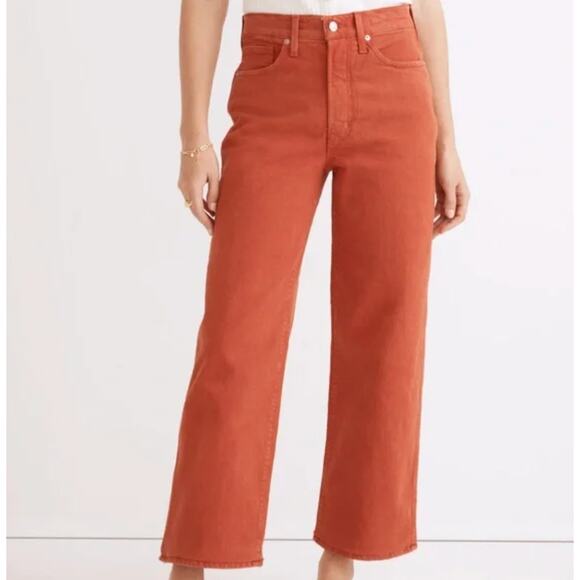 MADEWELL The Perfect Vintage Wide Leg Crop Vibrant Red Jeans Women's Size 29 - Picture 1 of 10